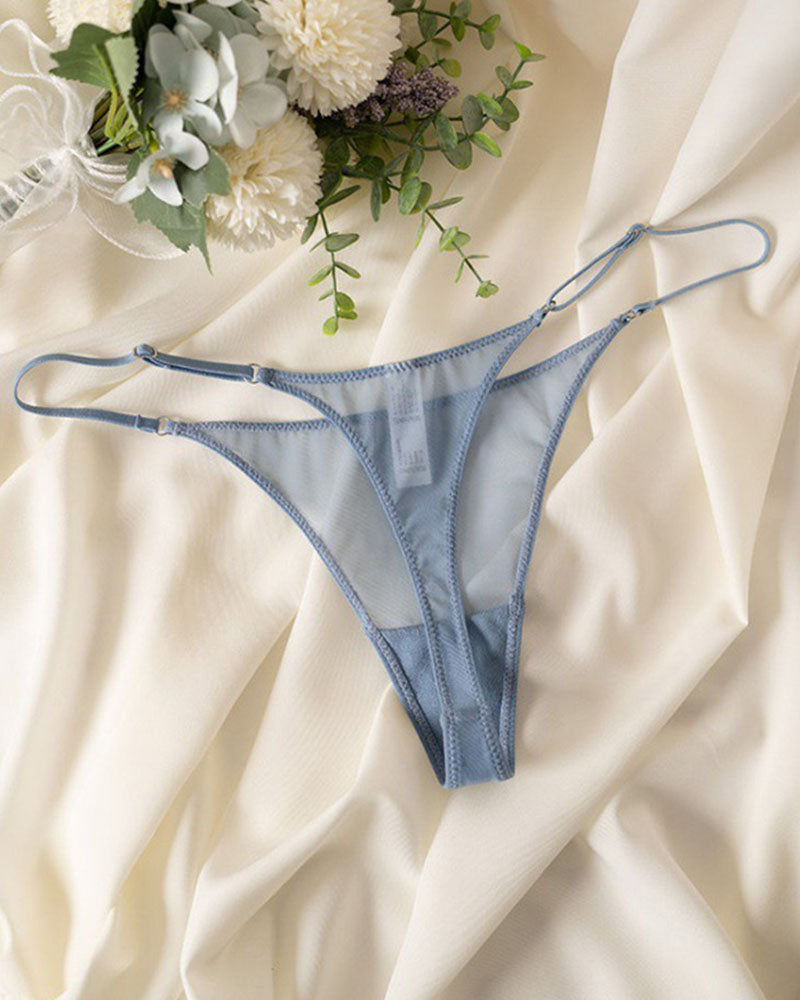 Sheer Mesh Double Strap Thong - Sexy Low Rise Lingerie Panties