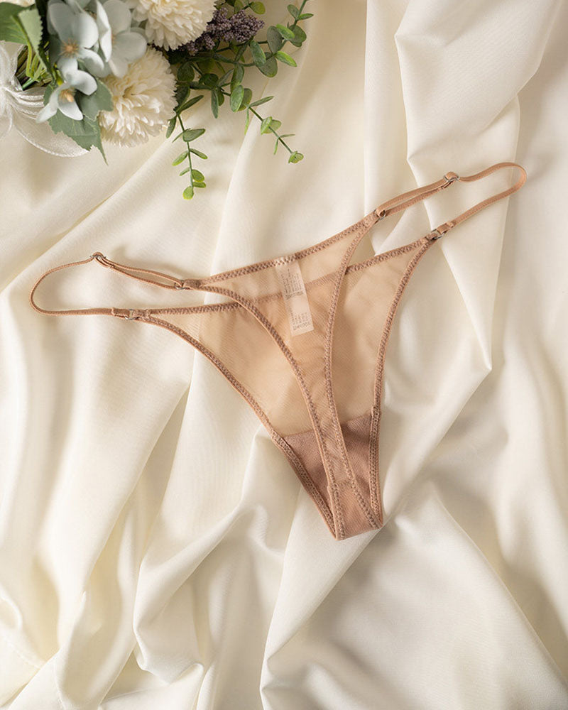 Sheer Mesh Double Strap Thong - Sexy Low Rise Lingerie Panties