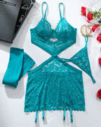 Lace Babydoll Chemise - Sexy Cut Out Garter Lingerie Set