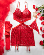 Lace Babydoll Chemise - Sexy Cut Out Garter Lingerie Set
