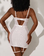 Sparkly Underwire Garter Slip Dress with Choker & Belts