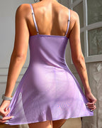 Floral Lace Slit Chemise with G-String