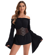Pirate Costume Set Off-Shoulder Dress Corset Skirt Accessories