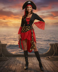 Pirate Costume Set Lace-Up Dress with Hat and Belt