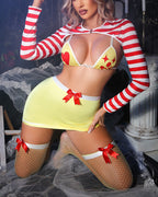 Joker Queen Cosplay Lingerie Set with Stockings