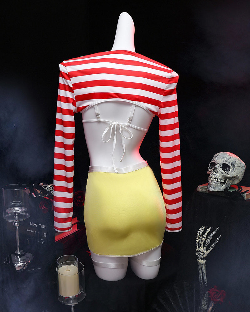 Joker Queen Cosplay Lingerie Set with Stockings