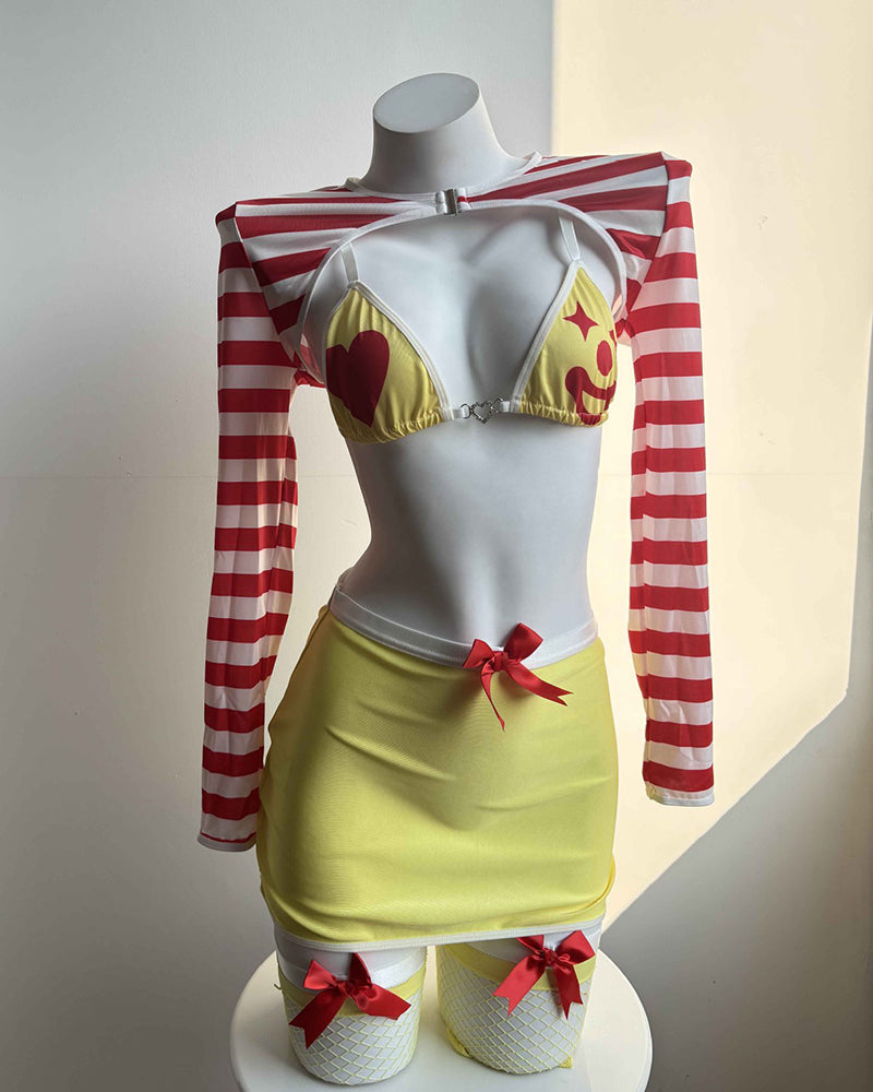 Joker Queen Cosplay Lingerie Set with Stockings
