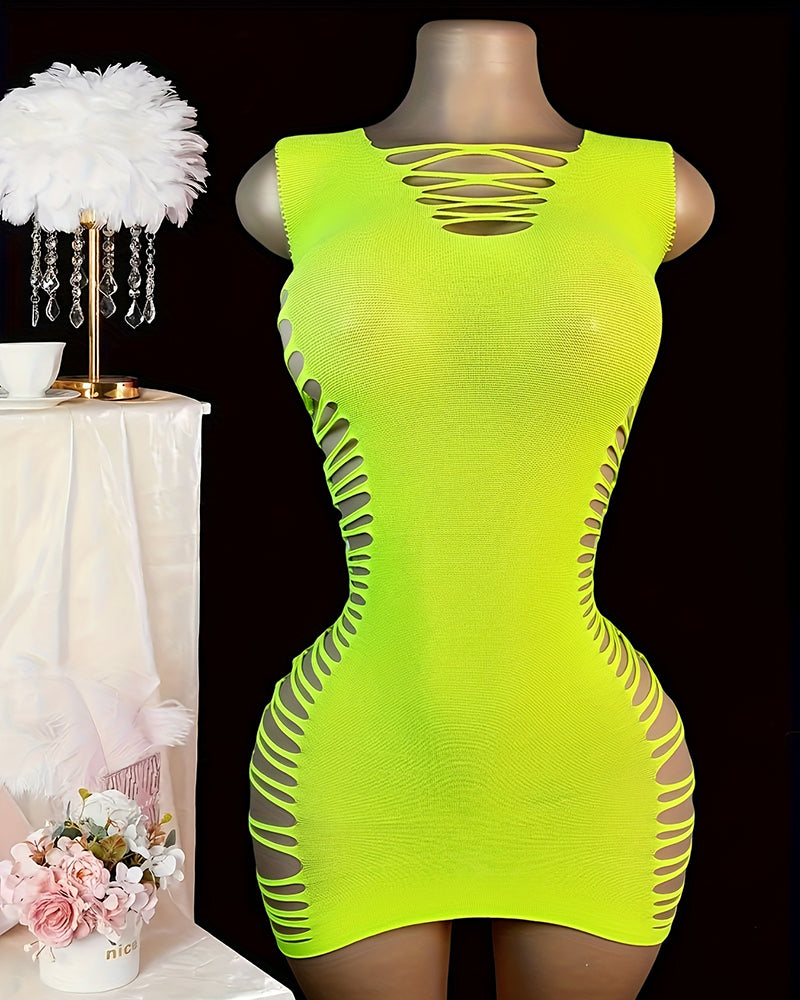 Cut-Out Lace-Up Side Slit Bodycon Mini Dress