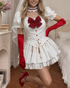 Blood Splatter Gothic Lolita Puff Sleeve Top & Skirt Set