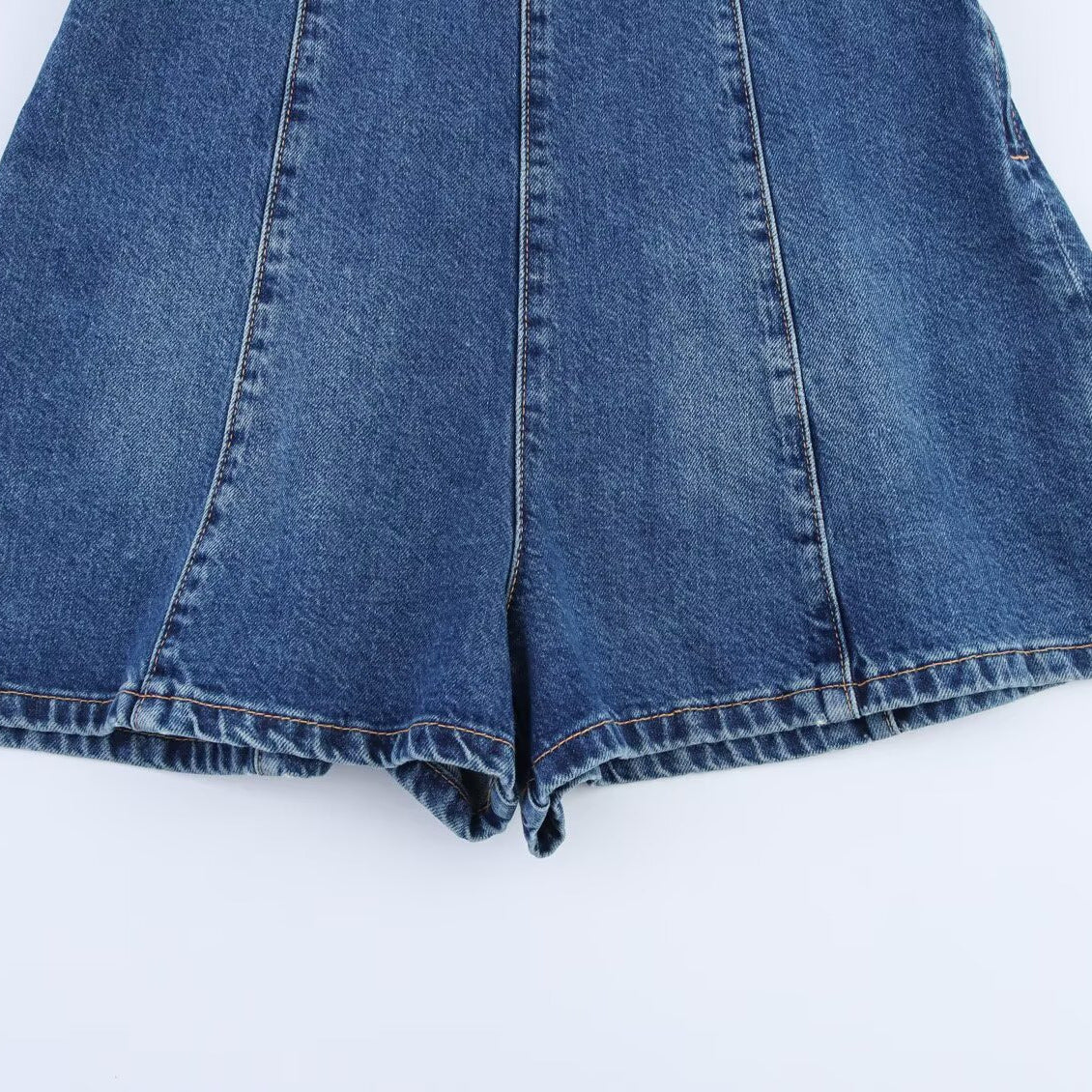 Sexy Denim Patchwork Halter Romper Bodysuit