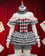 Clown Jester Cosplay Costume Set with Stockings