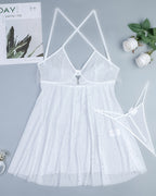 Rhinestone Halter Babydoll Lingerie Sheer Glitter Mesh Dress