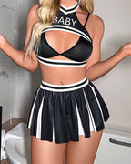Cheerleader Costume Lingerie Set Cut-Out Bra Skirt