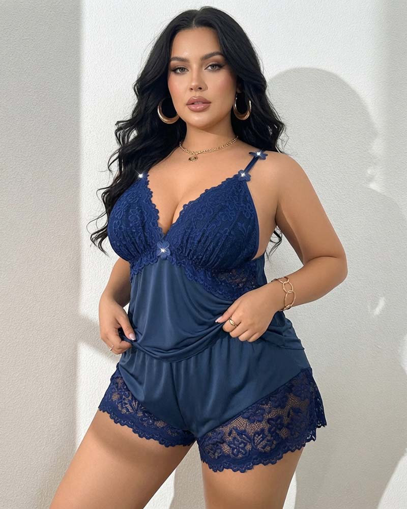 Floral Lace Lingerie Set Spaghetti Strap Bra and Brief