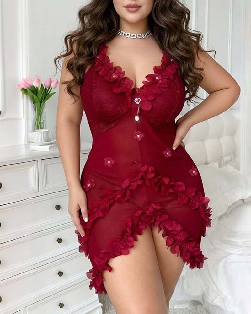 Lace Trim Spaghetti Strap Chemise Mini Dress