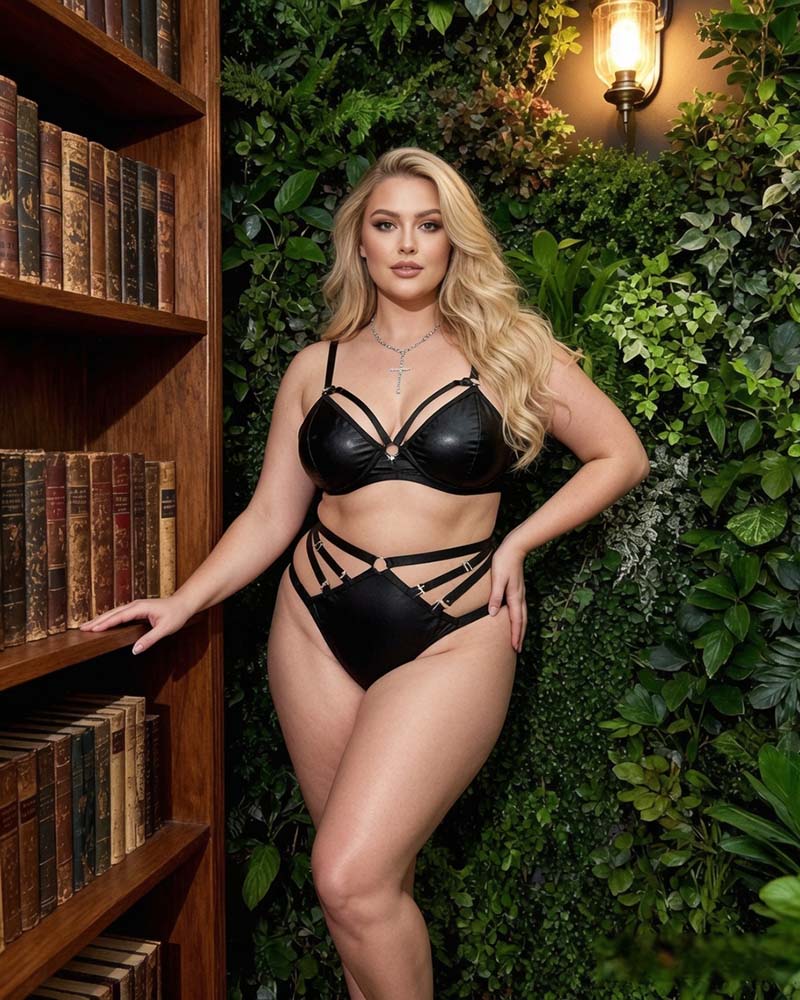 Lace Spaghetti Strap Bralette and High Waist Brief Lingerie Set