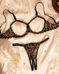 Leopard Print Spaghetti Strap Bralette and Brief Lingerie Set