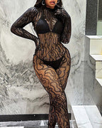 Sheer Stretch Sleeveless One-Piece Bodysuit