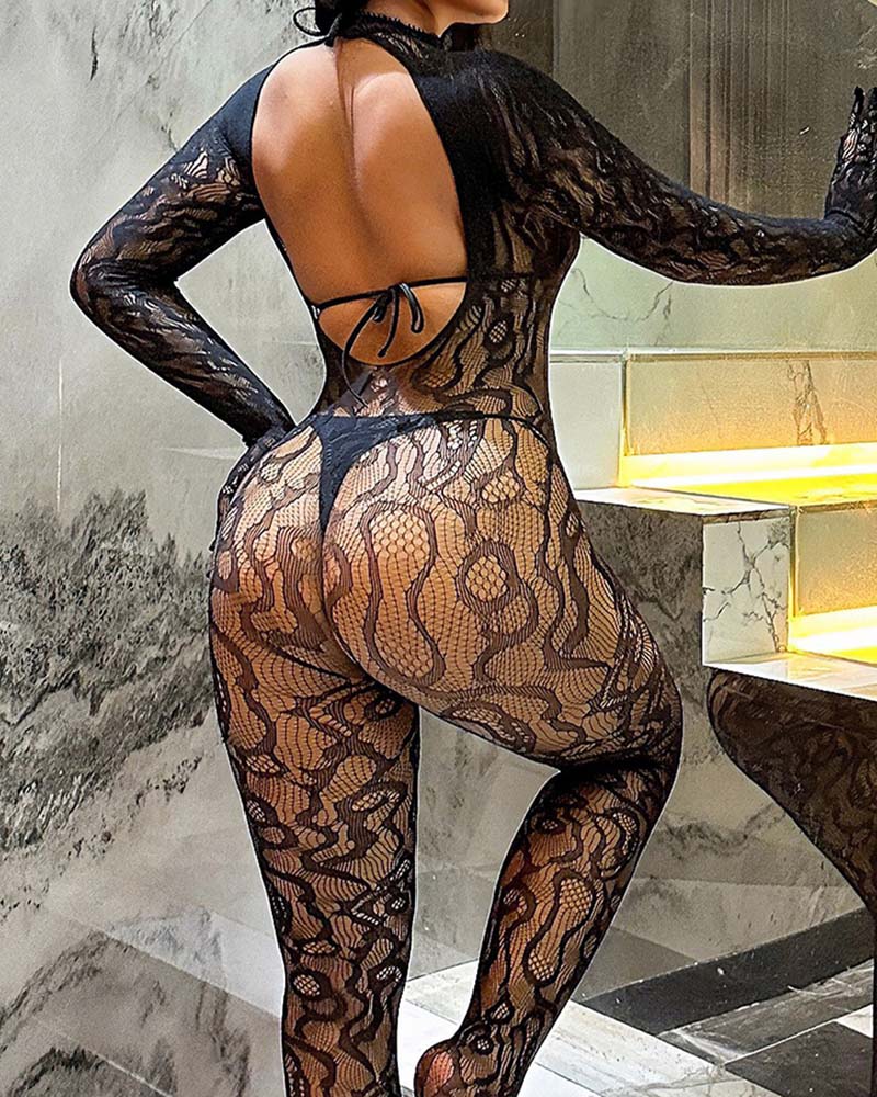 Sheer Stretch Sleeveless One-Piece Bodysuit