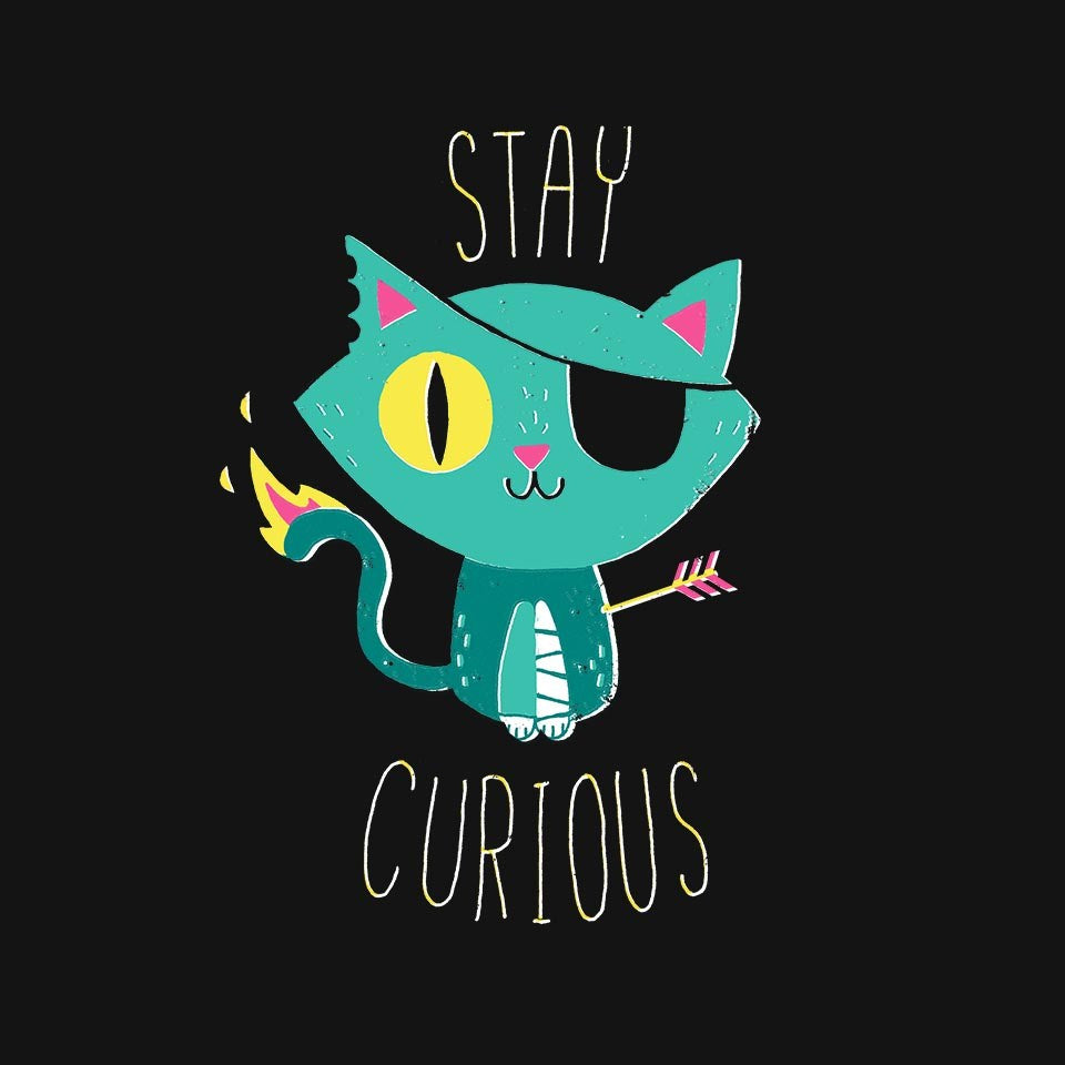 Stay Curious – Cat Graphic T-Shirt