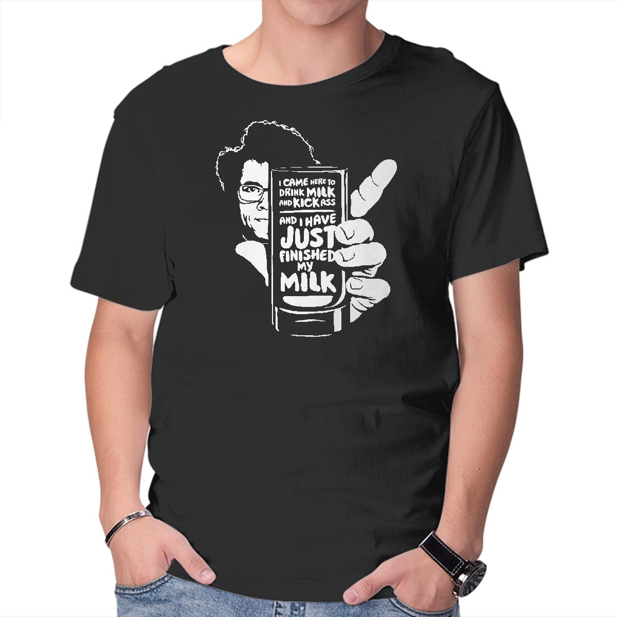 Drink Milk and Kick Ass – Funny Graphic T-Shirt