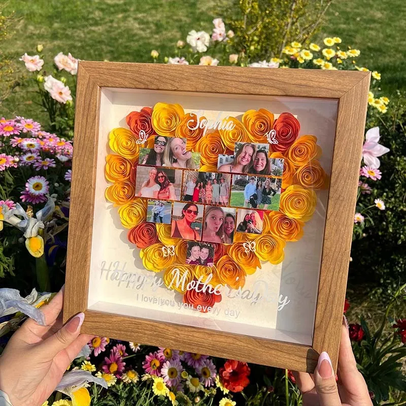 Personalized Mother's Day Photo Flower Shadow Box