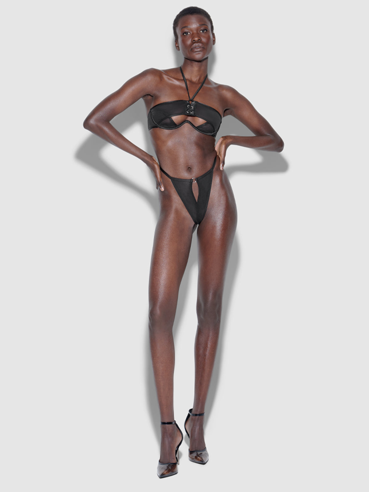 Raven Open Cup Halter Bra