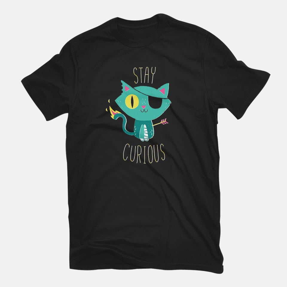 Stay Curious – Cat Graphic T-Shirt