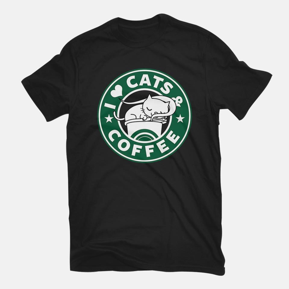 I Love Cats and Coffee – Cat Graphic T-Shirt