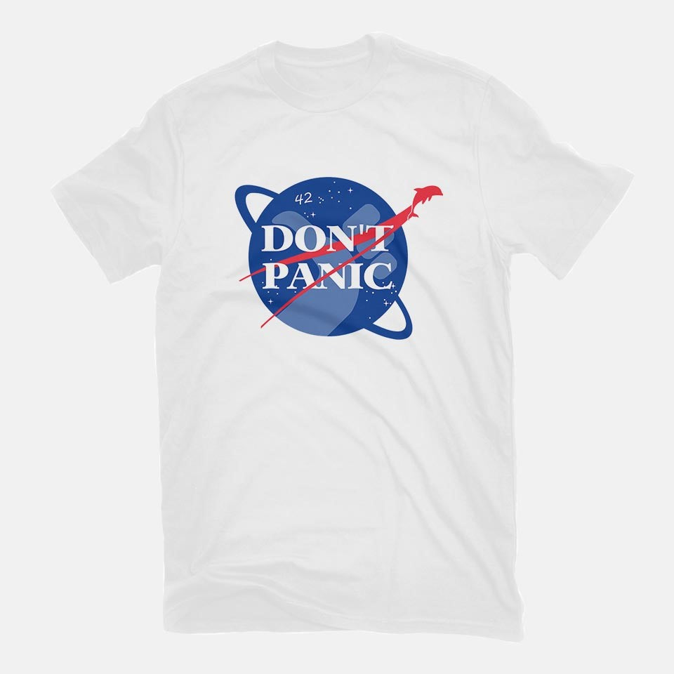Don't Panic – Sci-Fi Graphic T-Shirt