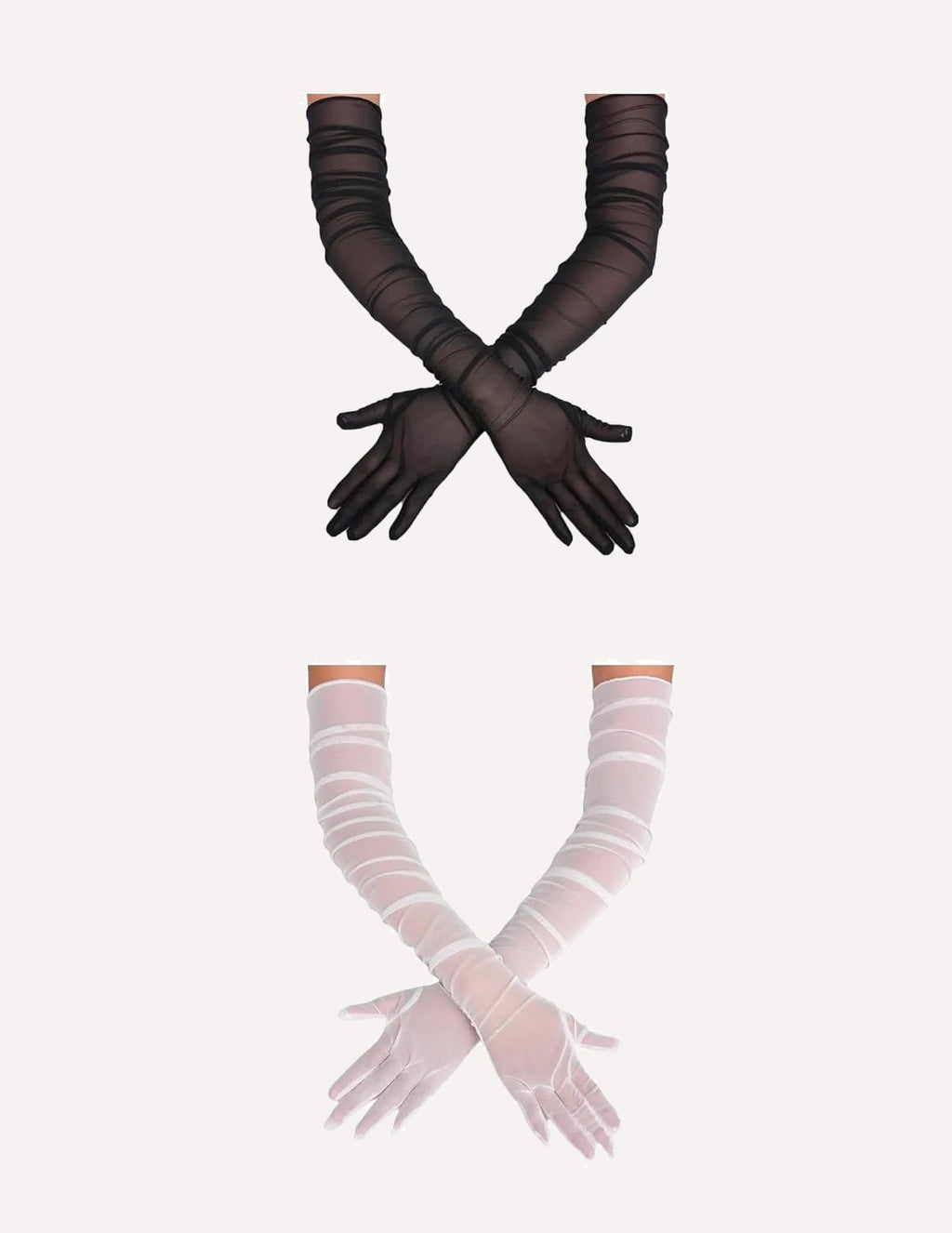 1920s Long Sheer Gloves Tulle Mesh Gloves