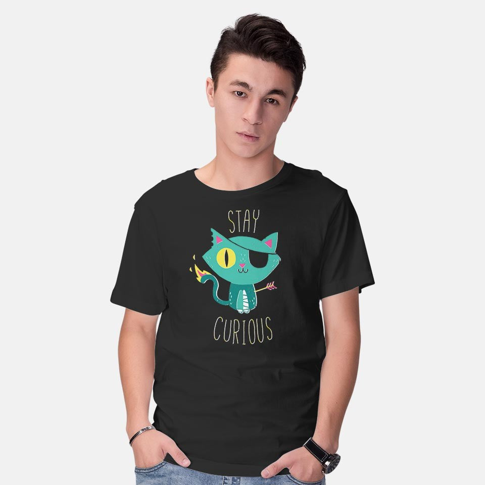 Stay Curious – Cat Graphic T-Shirt