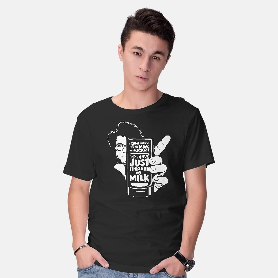 Drink Milk and Kick Ass – Funny Graphic T-Shirt