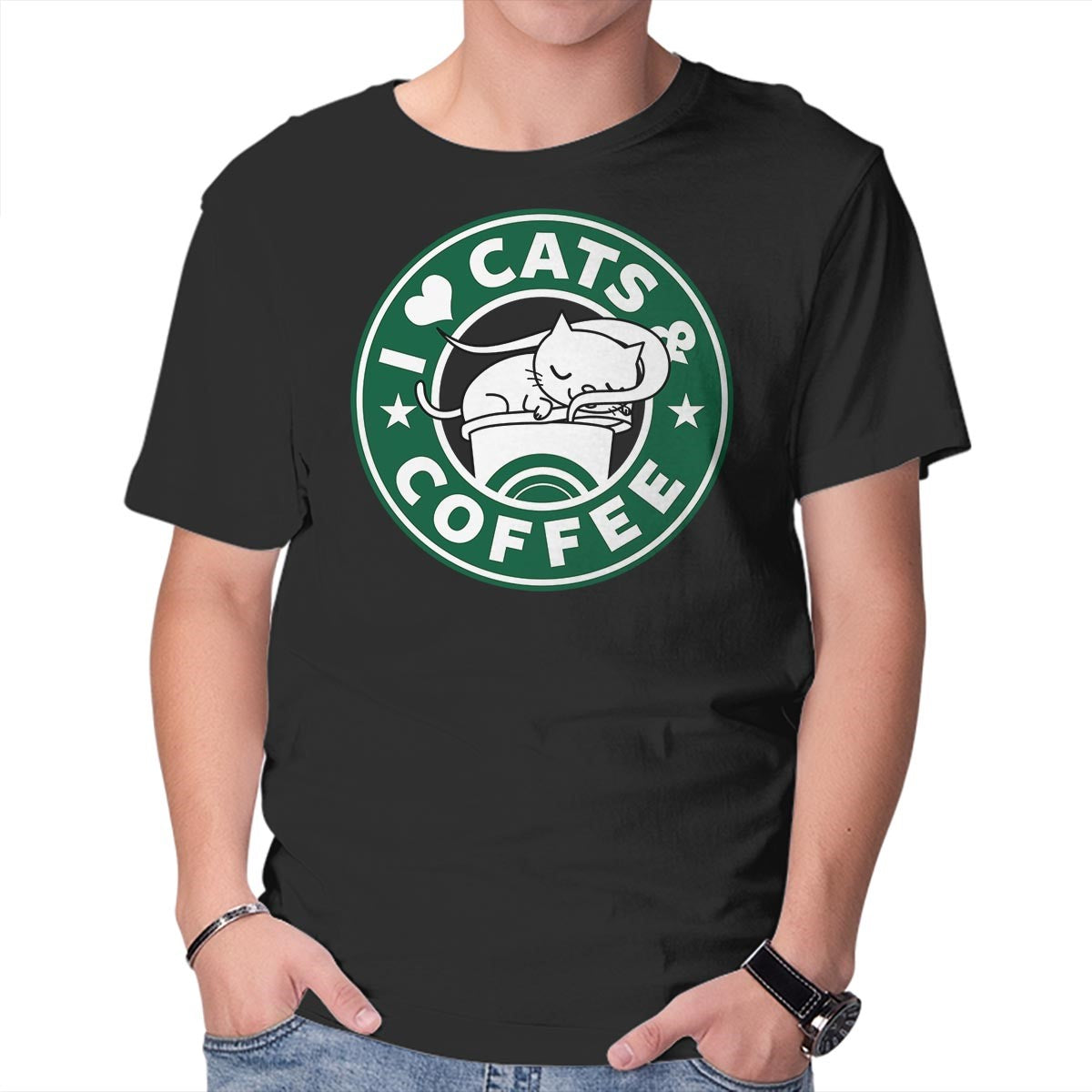 I Love Cats and Coffee – Cat Graphic T-Shirt