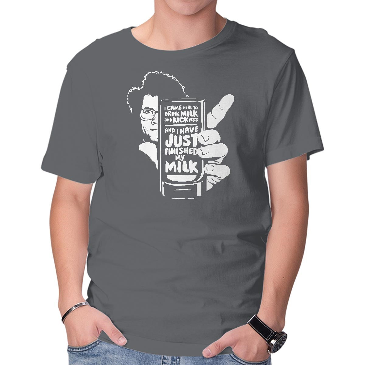 Drink Milk and Kick Ass – Funny Graphic T-Shirt