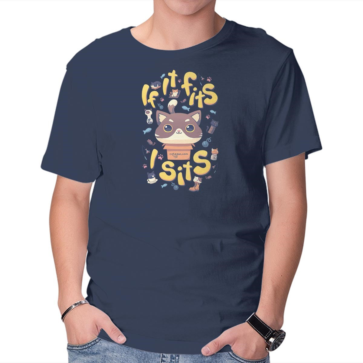 If I Fits. I Sits – Cat Graphic T-Shirt