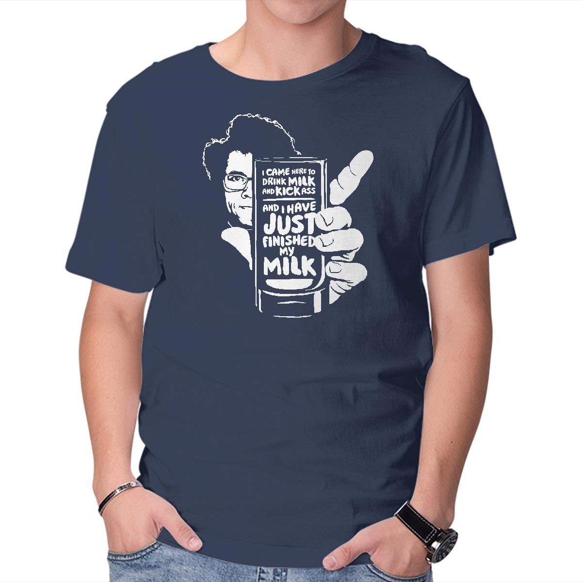 Drink Milk and Kick Ass – Funny Graphic T-Shirt